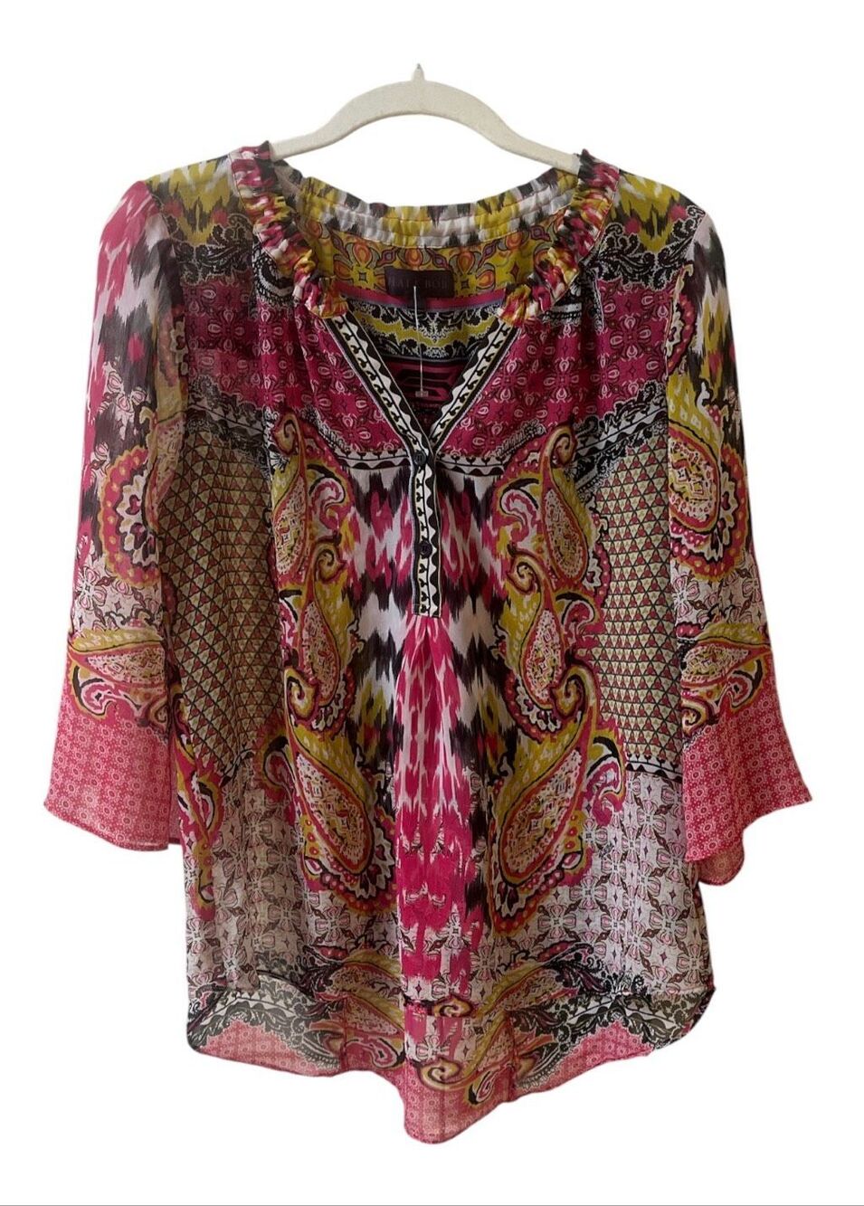 Hale Bob tunic style top multi color print sz S